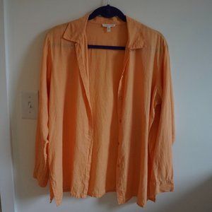 Eileen Fisher Linen Button-Up Shirt Orange Size S